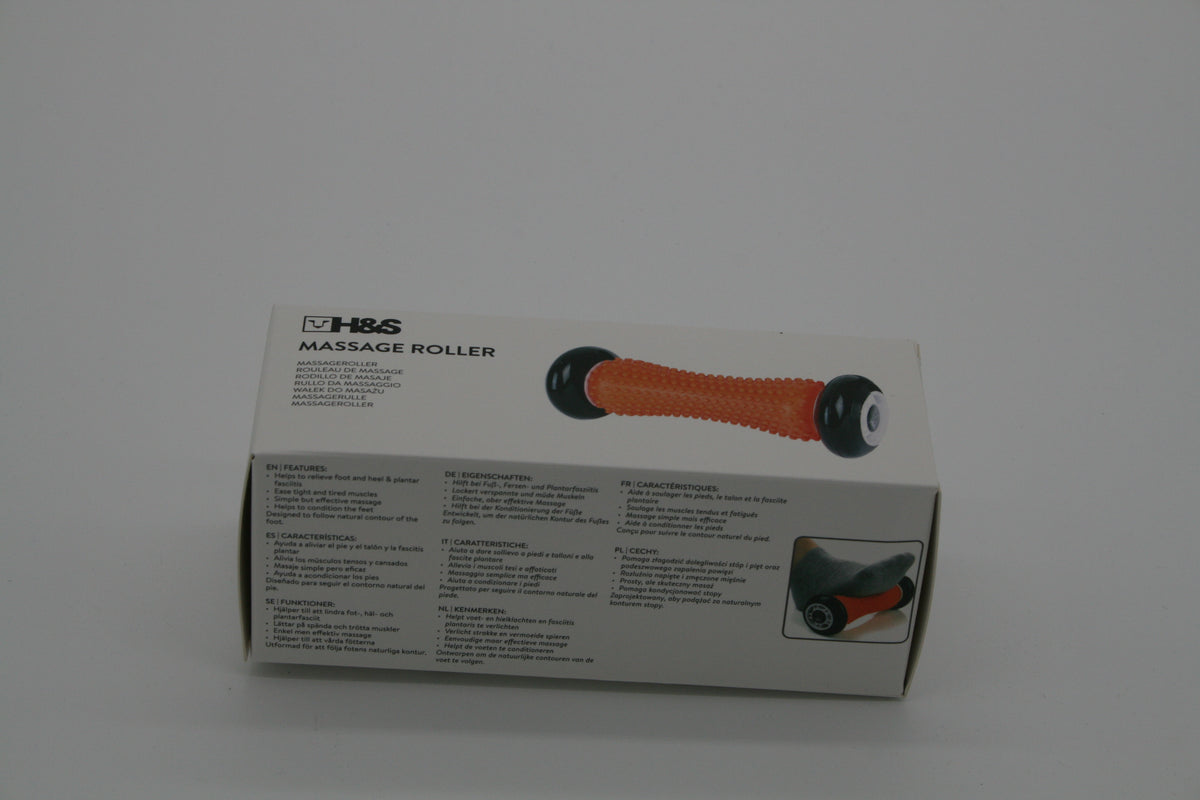 H&S Fußmassageroller Orange/Schwarz – NEU & OVP