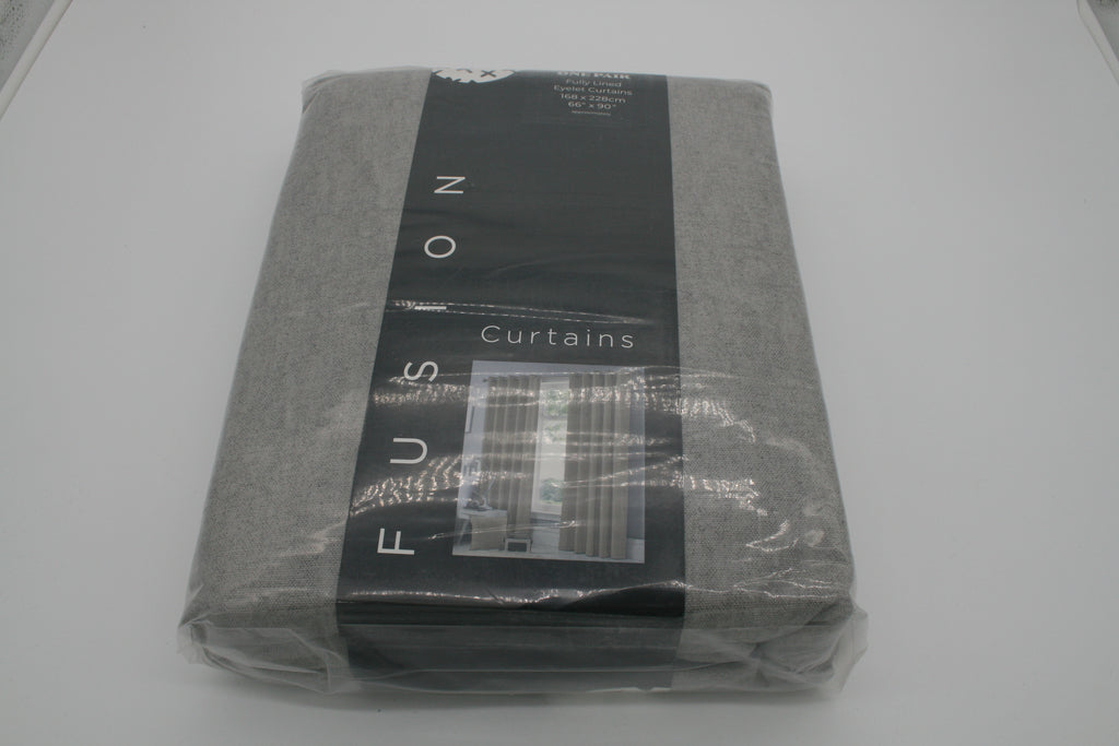 Fusion Sorbonne Vorhänge 2er Set 168x228 cm Silber Grau Ösen gefüttert – Neu