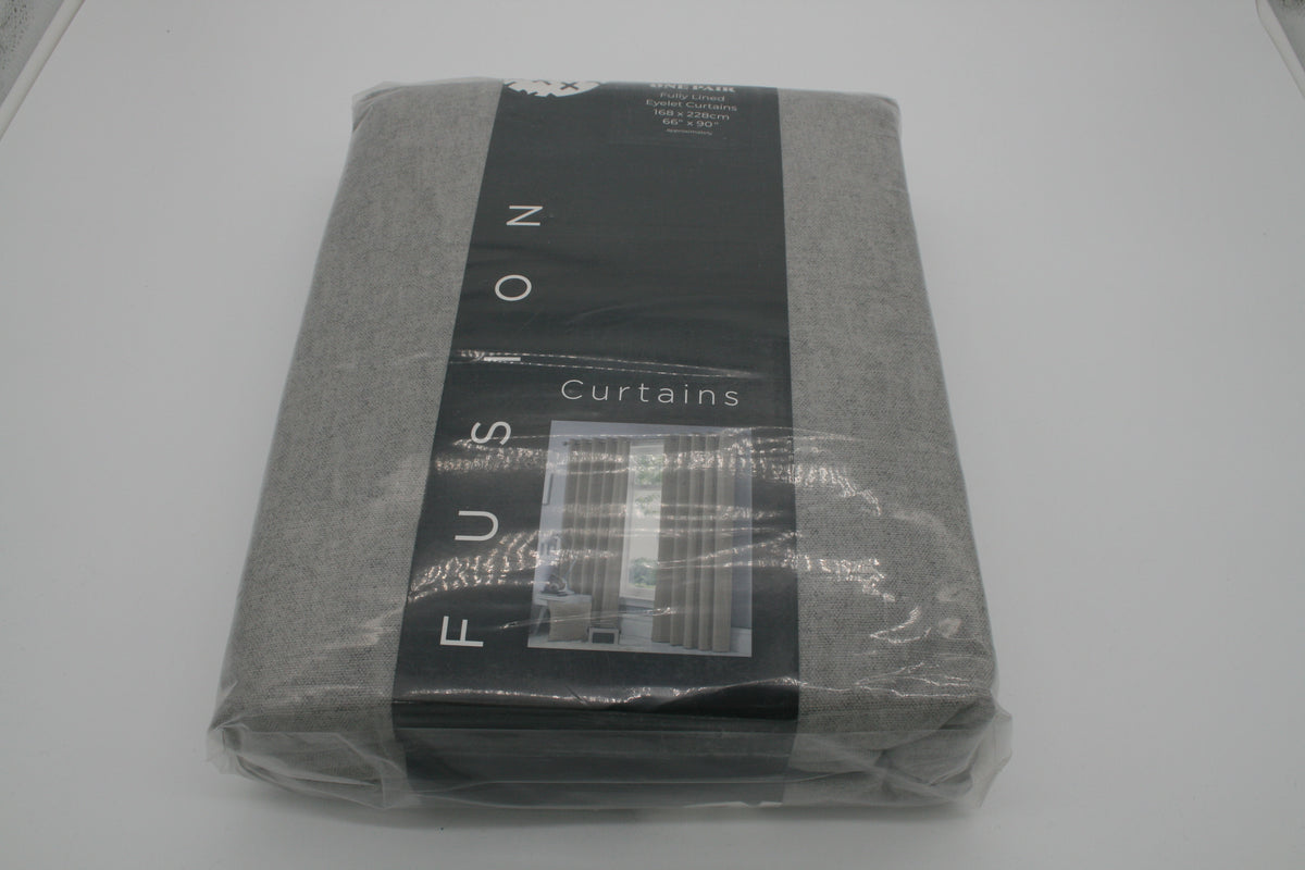 Fusion Sorbonne Vorhänge 2er Set 168x228 cm Silber Grau Ösen gefüttert – Neu