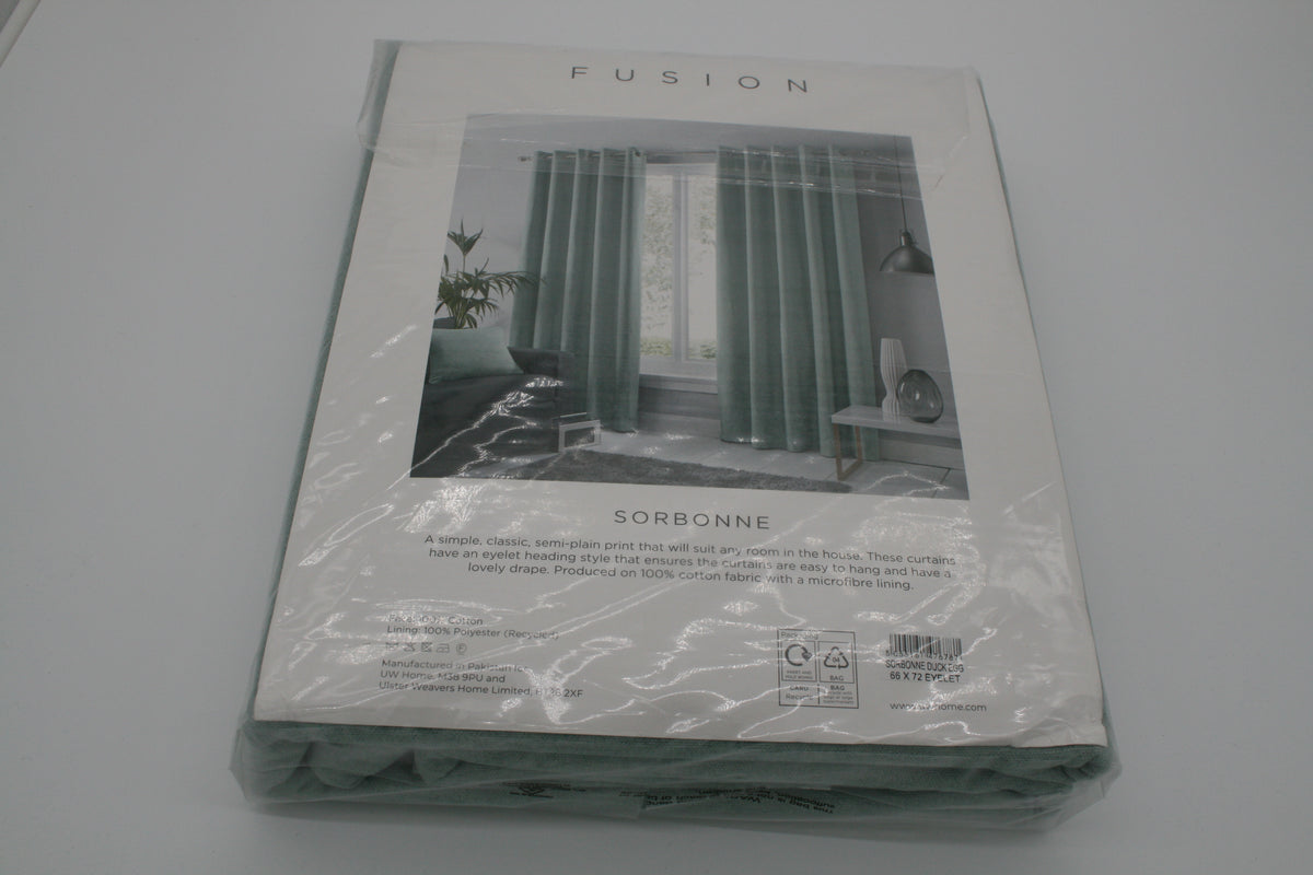 Fusion Sorbonne Vorhänge 2er Set 168x183cm Duck Egg Ösen Baumwolle – Neu