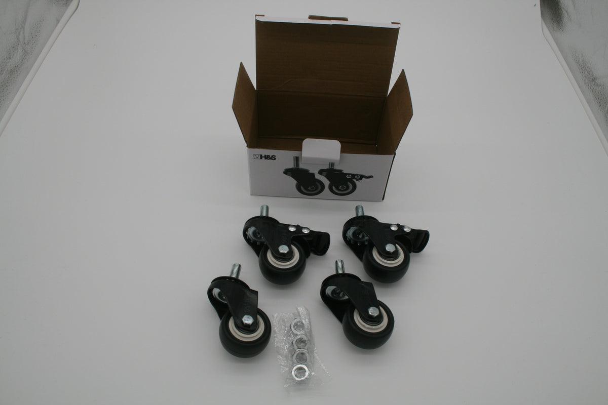 H&S Schwerlast Möbelrollen 50mm 4er Set 200kg M10 Lenkrollen 2x Bremse – Neu