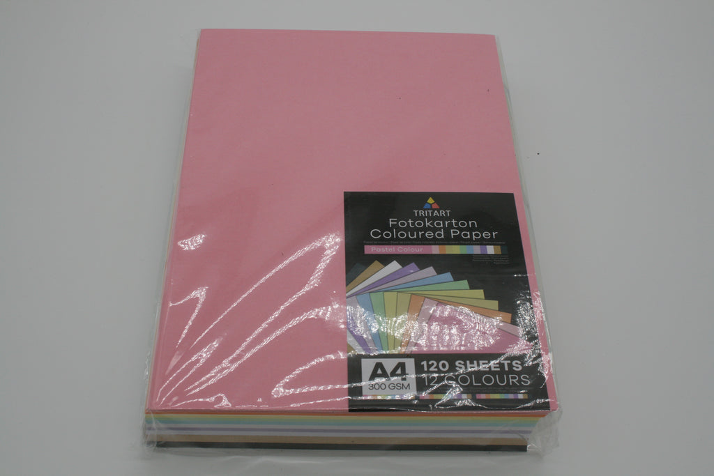 TRITART Fotokarton A4 300 g/m² 120 Blatt 12 Pastellfarben Bastelkarton – Neu
