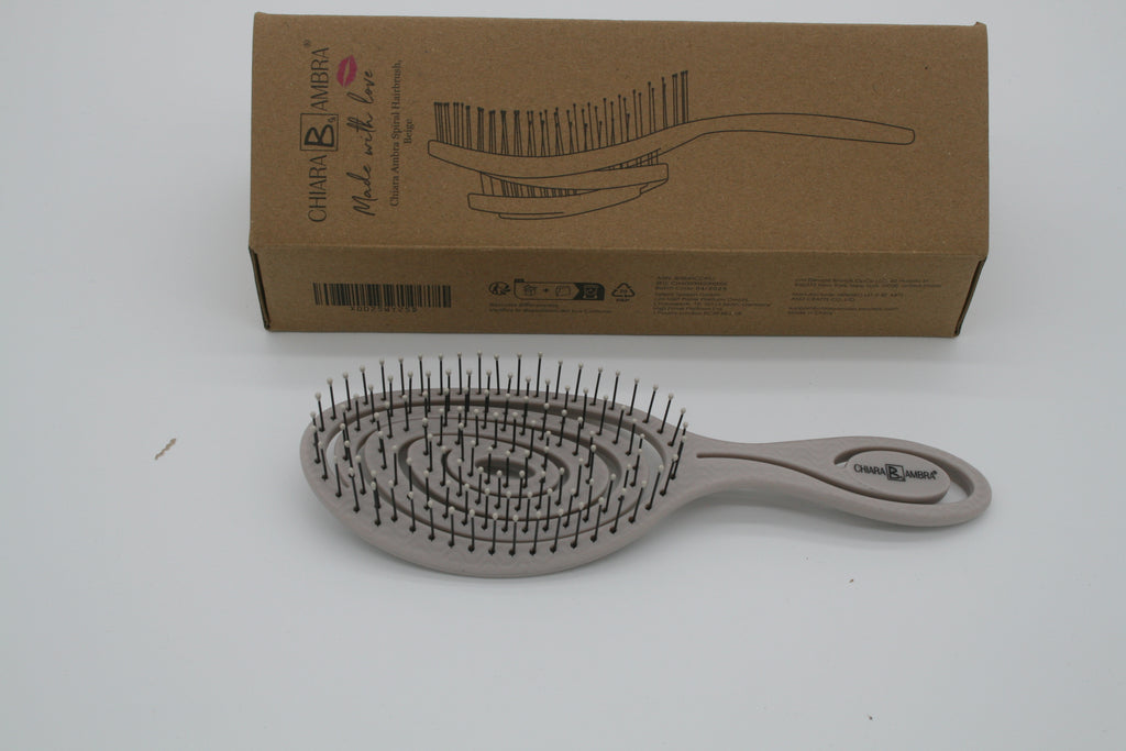 Chiara Ambra Spiral Hairbrush Beige Entwirrbürste für Nass & Trocken – Neu