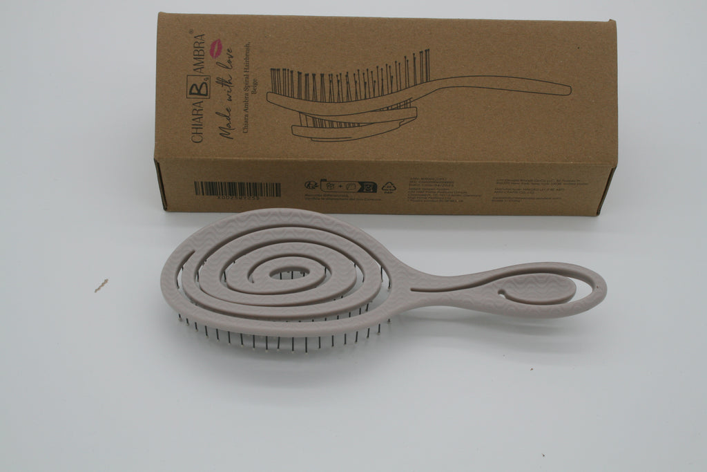 Chiara Ambra Spiral Hairbrush Beige Entwirrbürste für Nass & Trocken – Neu