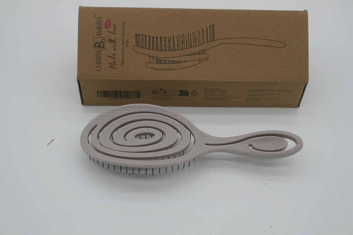 Chiara Ambra Spiral Hairbrush Beige Entwirrbürste für Nass & Trocken – Neu