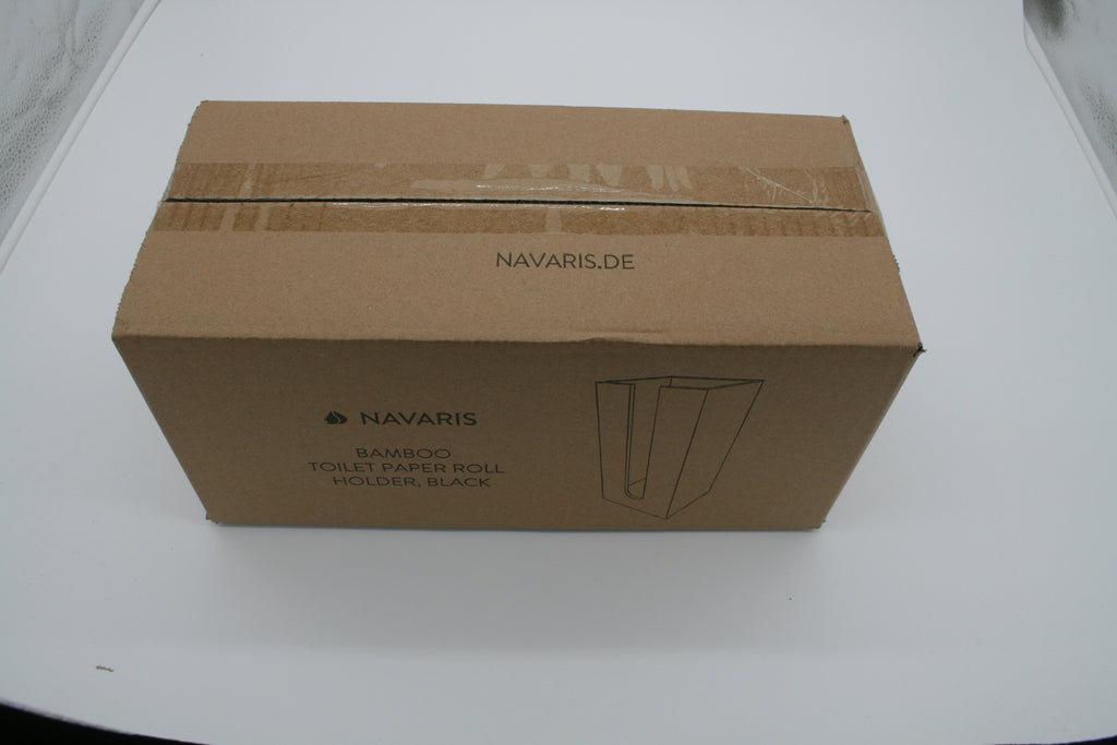 Navaris Toilettenpapierhalter Bambus Schwarz für 3 Rollen 15x15x33 cm – Neu