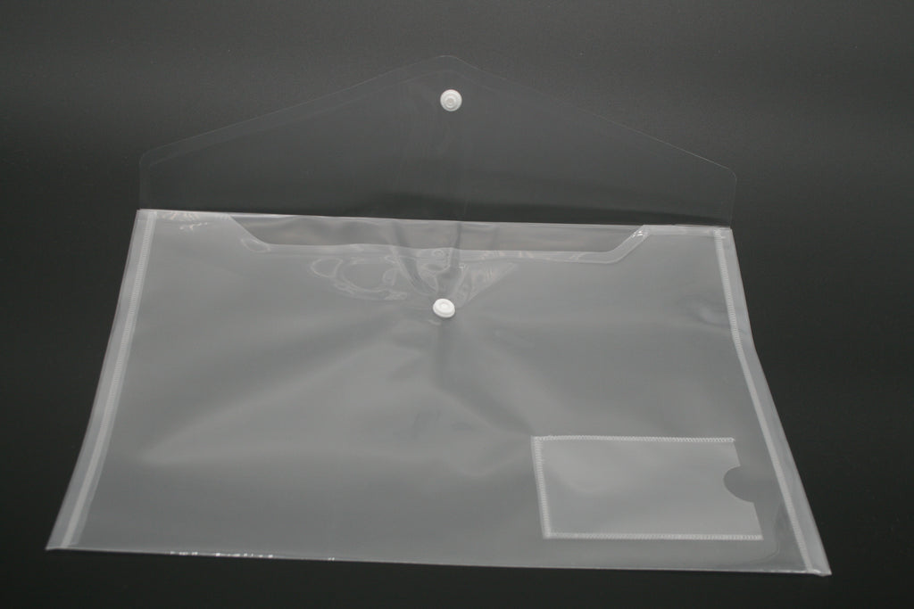 10x A4 Dokumententaschen transparent Druckknopf Dokumentenmappe H&S