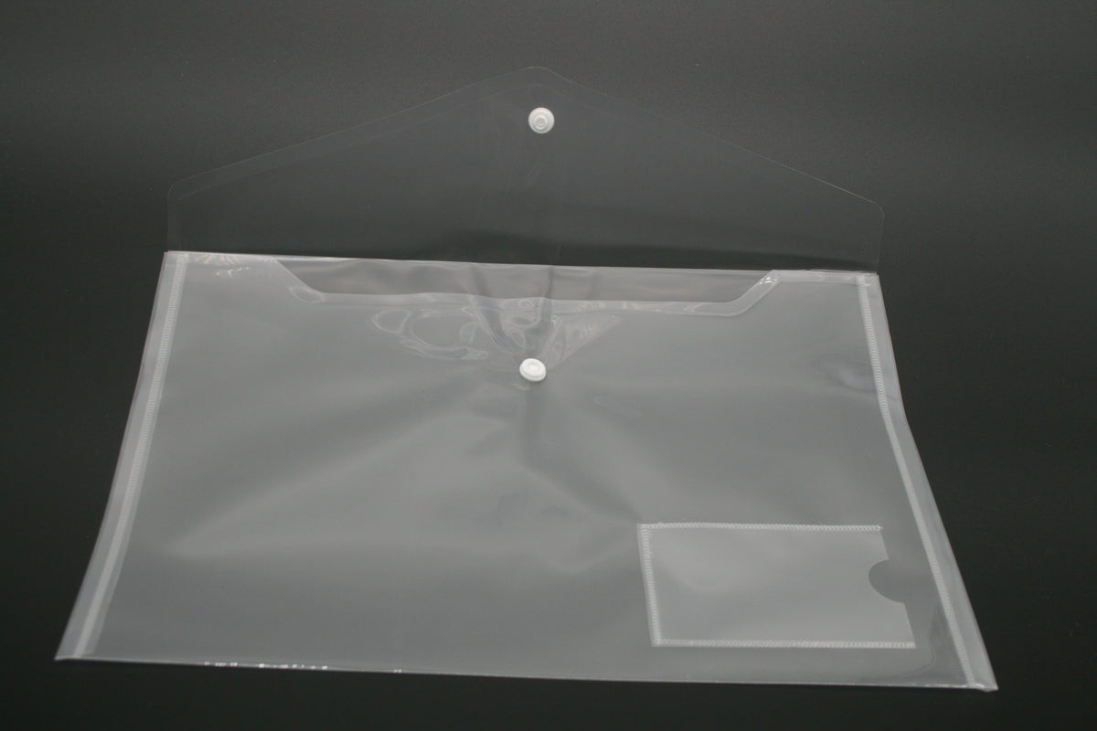 10x A4 Dokumententaschen transparent Druckknopf Dokumentenmappe H&S
