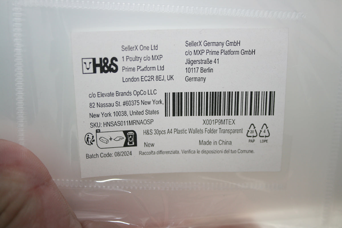 10x A4 Dokumententaschen transparent Druckknopf Dokumentenmappe H&S
