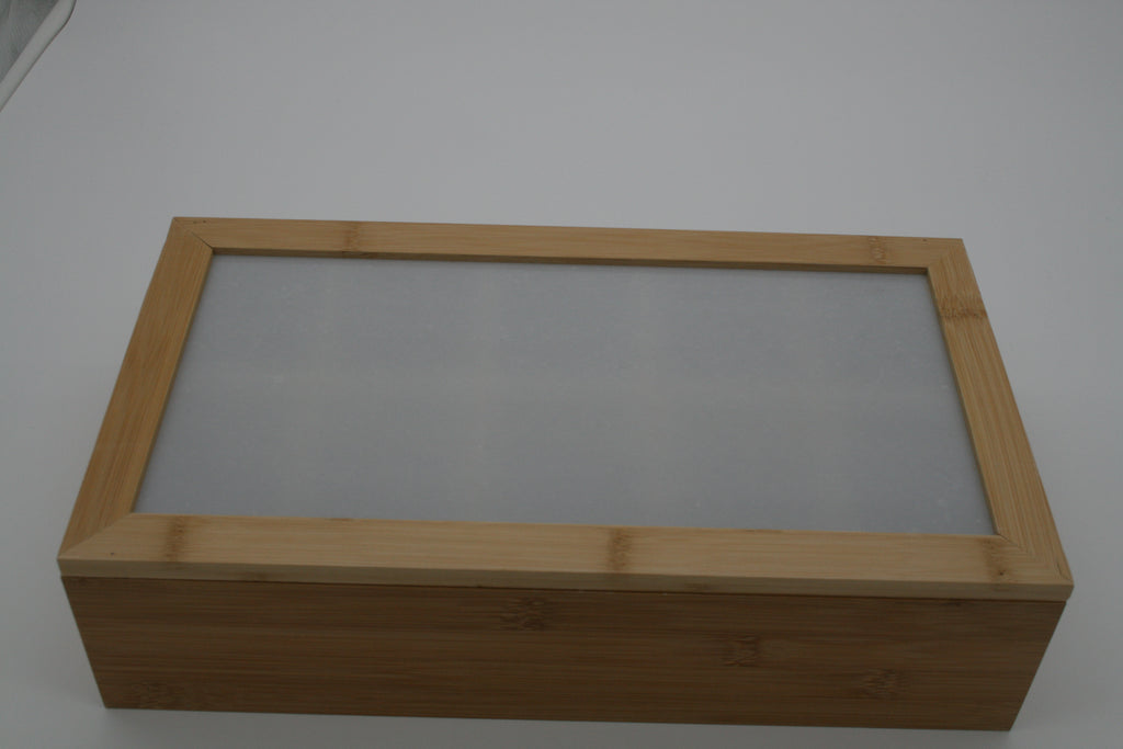 Navaris Teebox Bambus 10 Fächer 36x20x9cm Teebeutelbox mit Sichtfenster