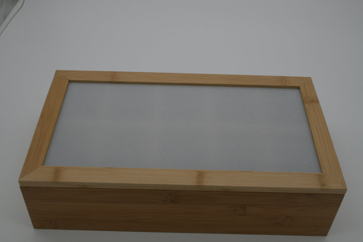 Navaris Teebox Bambus 10 Fächer 36x20x9cm Teebeutelbox mit Sichtfenster