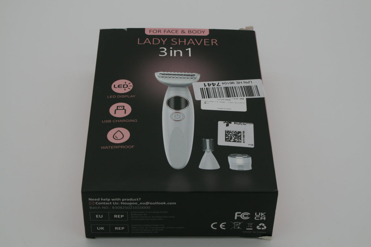3in1 Lady Shaver Damenrasierer Akku Gesicht Körper Bikini USB LED wasserdicht