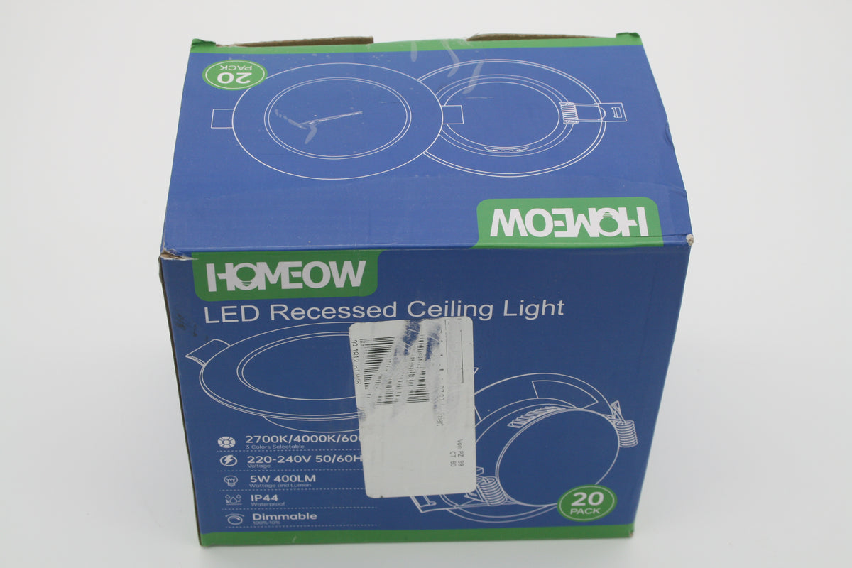 HOMEOW 20x LED Einbaustrahler 5W 400lm Ø70mm dimmbar IP44 2700/4000/6000K