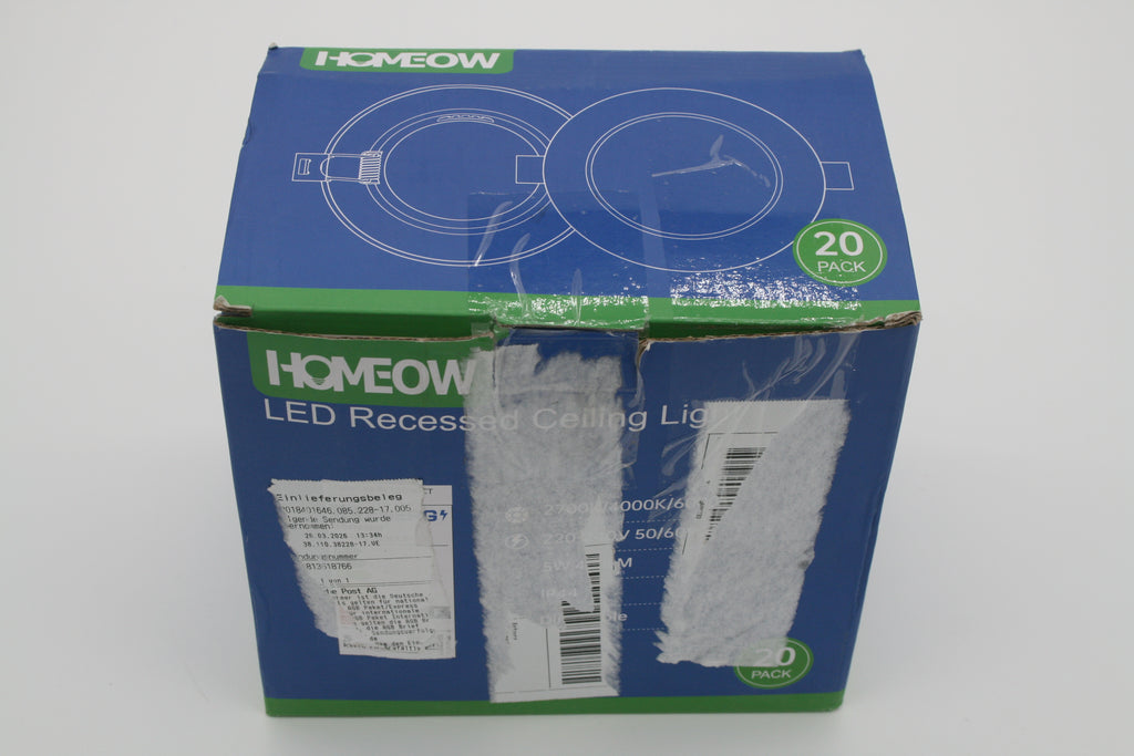 HOMEOW 20x LED Einbaustrahler 5W 400lm Ø70mm dimmbar IP44 2700/4000/6000K