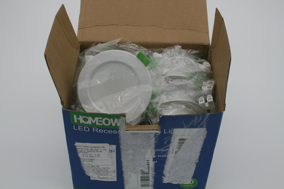 HOMEOW 20x LED Einbaustrahler 5W 400lm Ø70mm dimmbar IP44 2700/4000/6000K