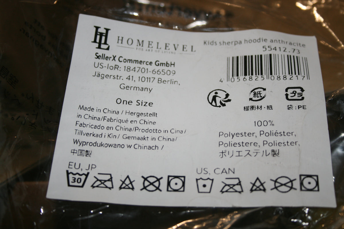 Homelevel Kids Sherpa Oversize-Hoodie – Anthrazit – One Size – Neu