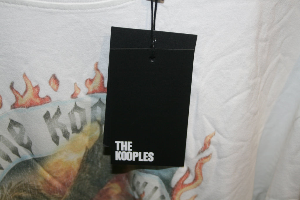 The Kooples Herren T-Shirt Gr. M Weiß Eagle Flames Print Neu mit Etikett