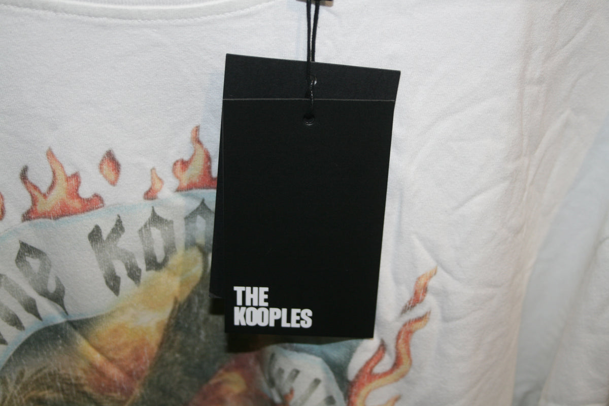 The Kooples Herren T-Shirt Gr. M Weiß Eagle Flames Print Neu mit Etikett