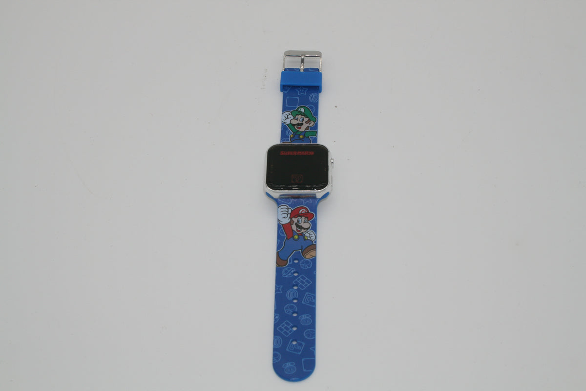 Super Mario Kinderuhr Digital Mario Luigi Nintendo Blau Accutime Neu