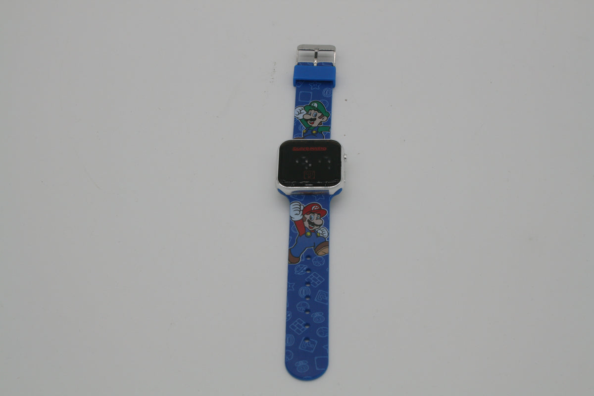 Super Mario Kinderuhr Digital Mario Luigi Nintendo Blau Accutime Neu
