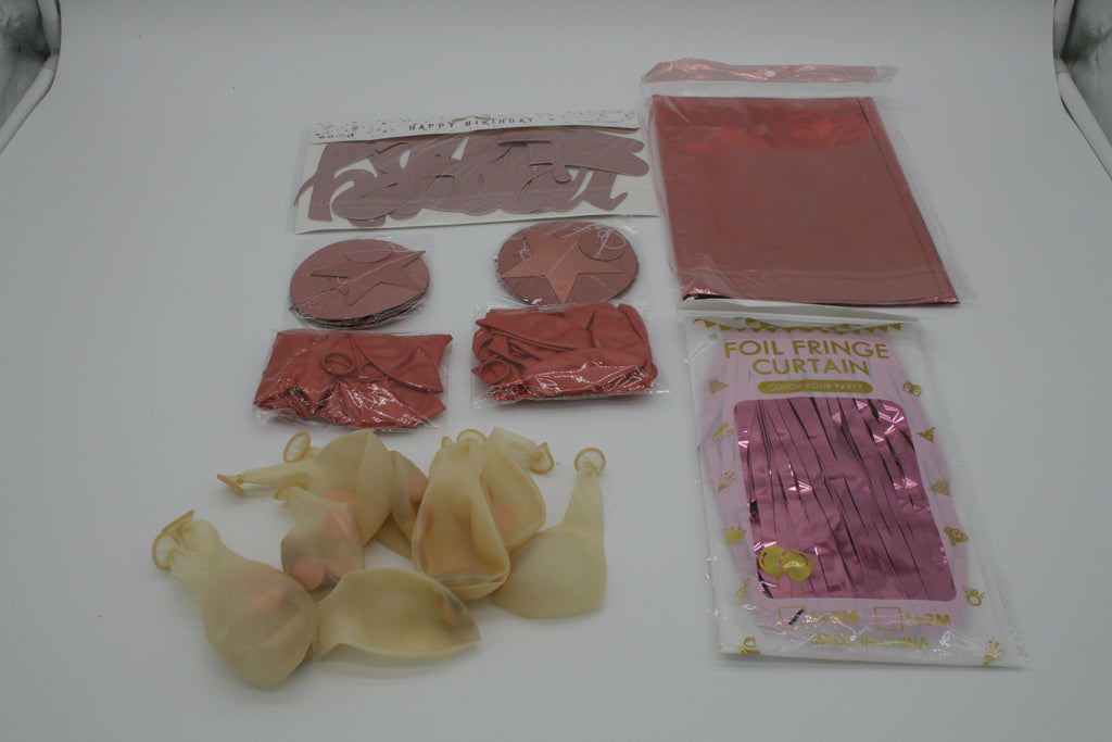 🎀 Geburtstagspartyset für Mädchen – Rosa &amp; Roségold – Neu