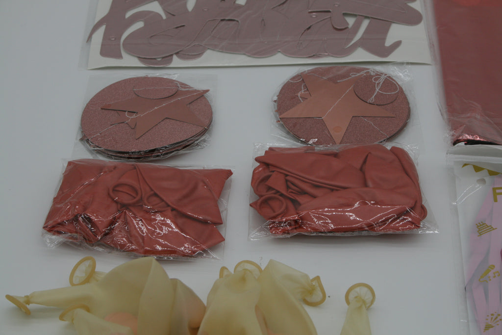 🎀 Geburtstagspartyset für Mädchen – Rosa &amp; Roségold – Neu