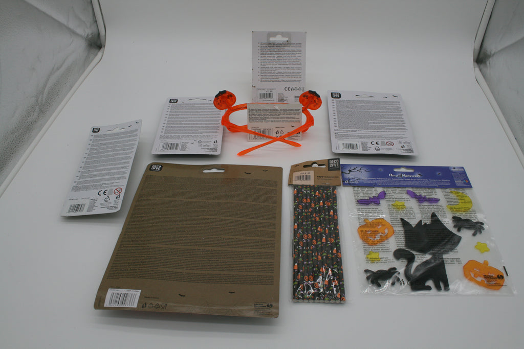 Halloween Party Set 4 Kürbisschnitzset Schminke Brille Deko Sticker LED Neu