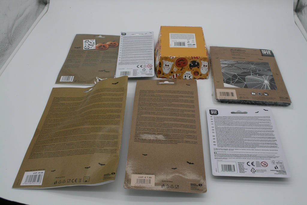 Halloween Set 7 Kürbisschnitzset Tischdecke Schminke Deko Dino 7-teilig Neu