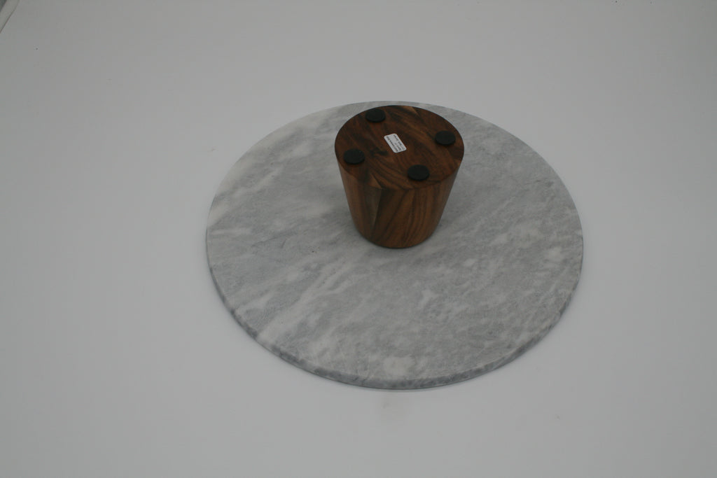 Navaris Marmor Tortenständer 30cm drehbar Akazienholz Kuchenplatte NEU