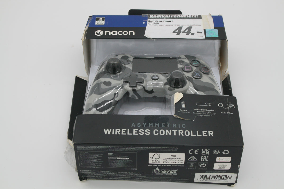 NACON PS4 Asymmetric Wireless Controller Grey Camo Bluetooth Retoure OVP