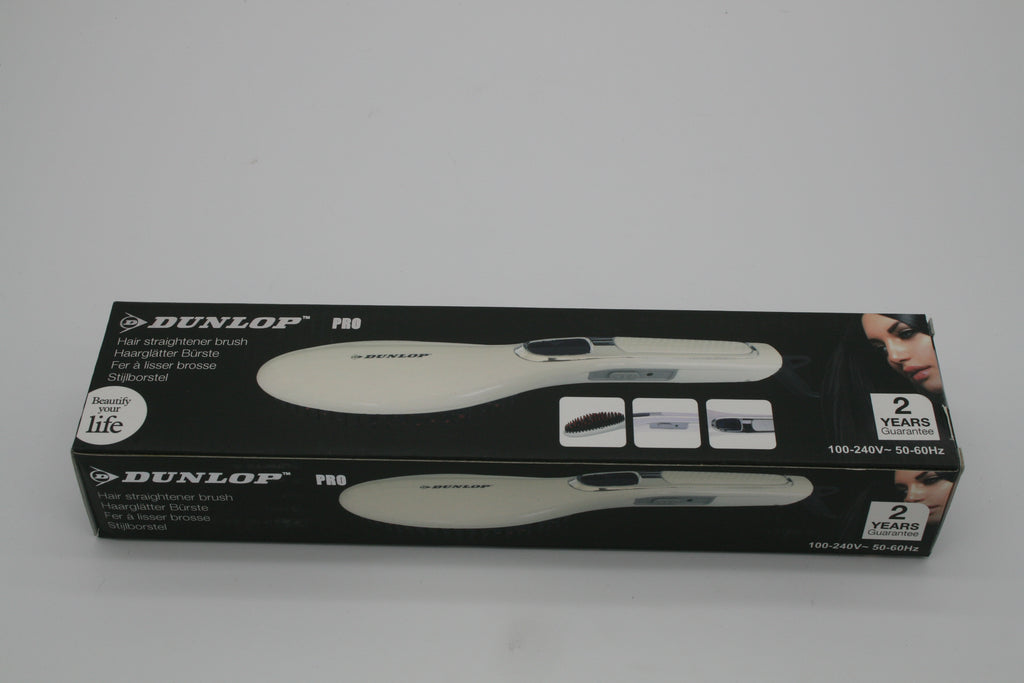 DUNLOP PRO Haarglättungsbürste – Elektrische Glättbürste – Weiß – Retoure
