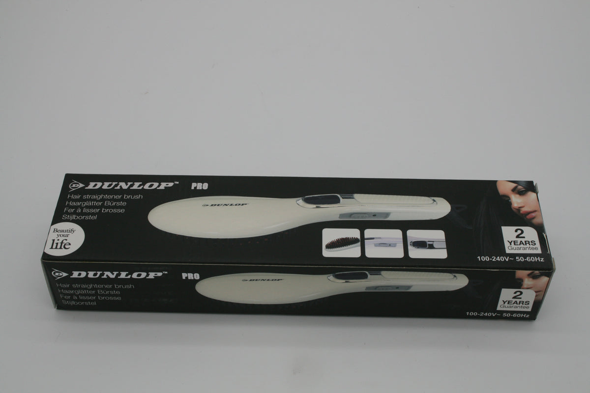 DUNLOP PRO Haarglättungsbürste – Elektrische Glättbürste – Weiß – Retoure