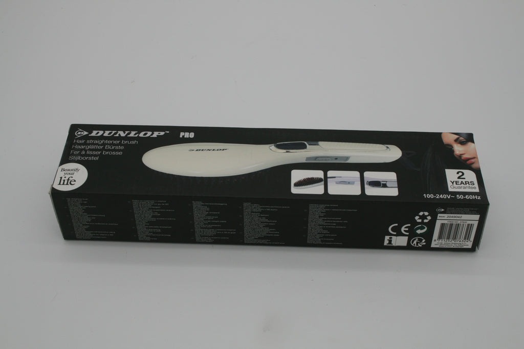 DUNLOP PRO Haarglättungsbürste – Elektrische Glättbürste – Weiß – Retoure