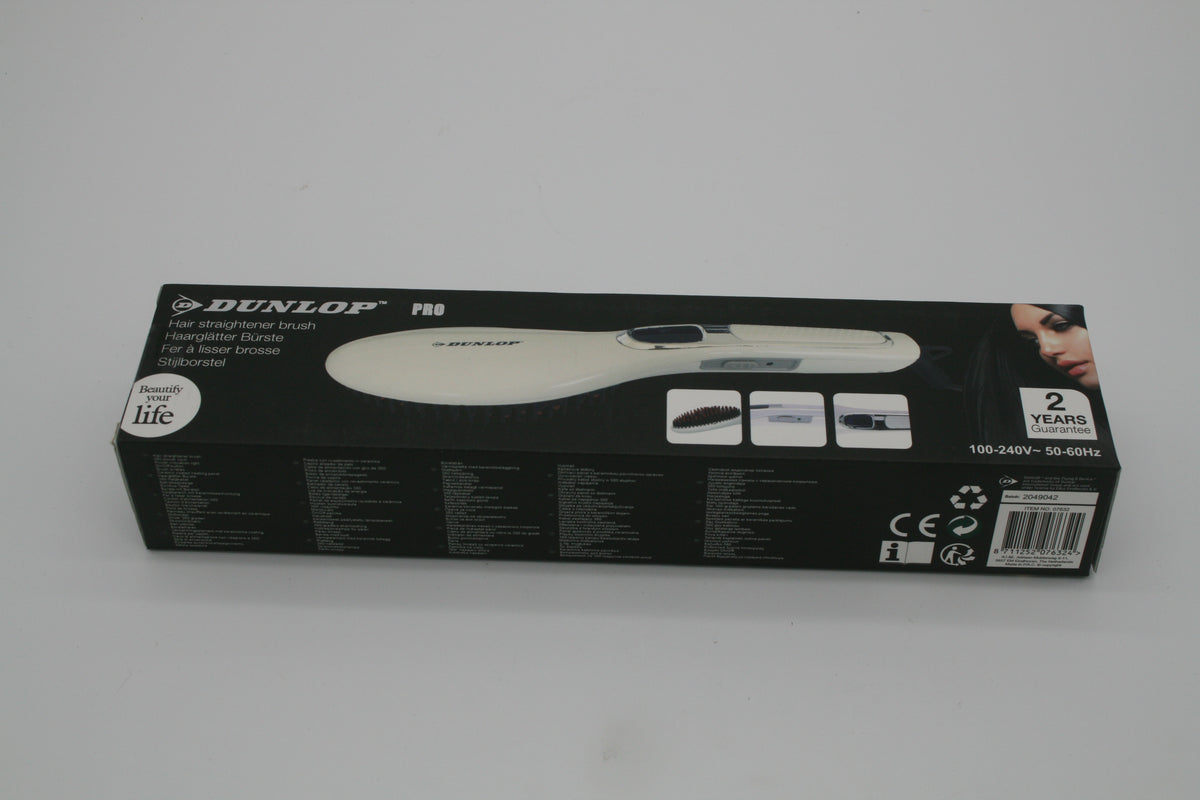 DUNLOP PRO Haarglättungsbürste – Elektrische Glättbürste – Weiß – Retoure