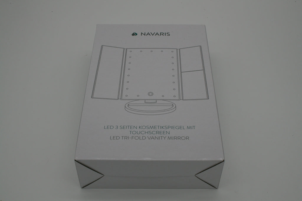 NAVARIS LED Kosmetikspiegel 3-seitig – 21 LEDs – Touch – 2x/3x Vergrößerung – Neuware