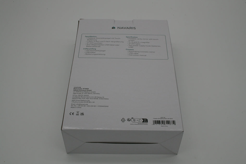 NAVARIS LED Kosmetikspiegel 3-seitig – 21 LEDs – Touch – 2x/3x Vergrößerung – Neuware