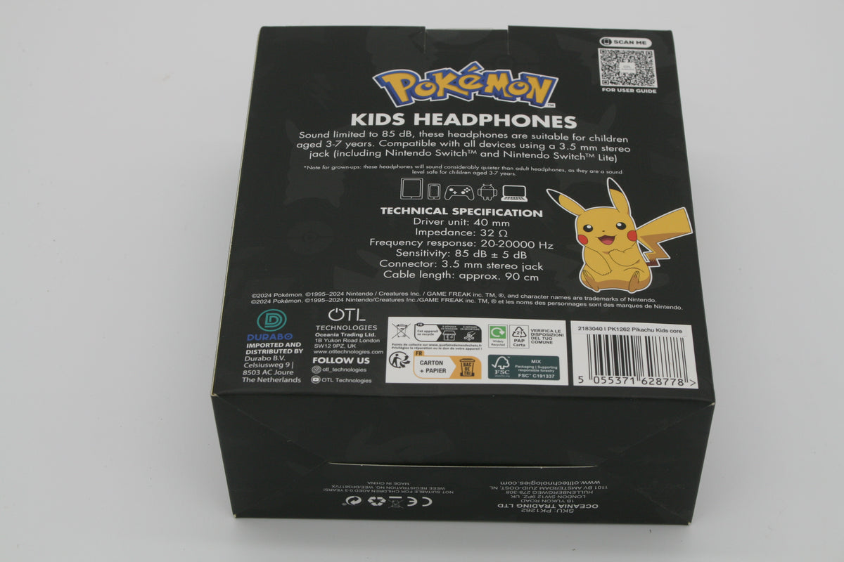 Pokémon Pikachu Kinderkopfhörer – OTL Technologies – 85 dB – 3,5 mm Klinke – Neuware