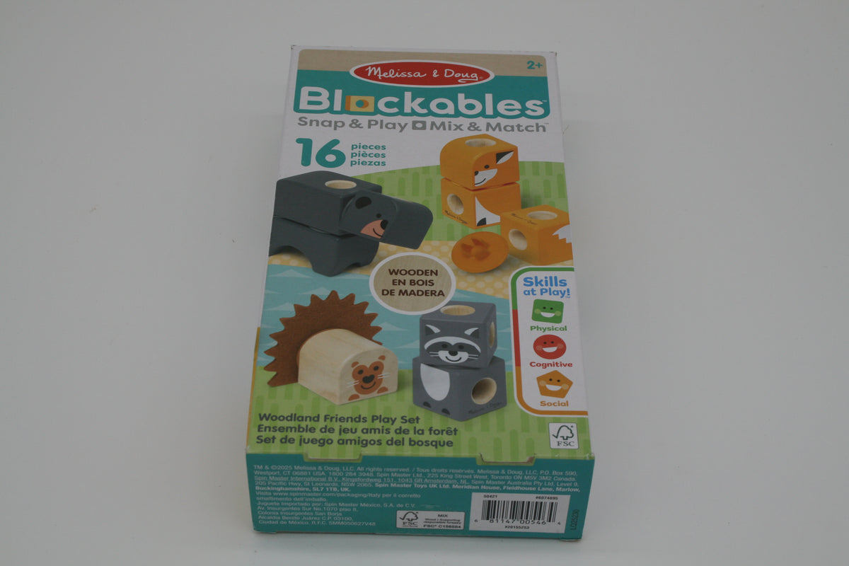 Melissa & Doug Blockables Waldtierfreunde Holzbausteine 16 Teile ab 2 Jahren