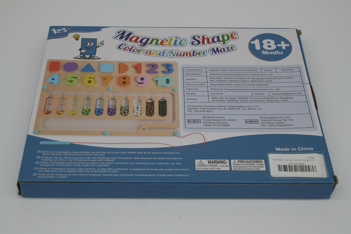Magnetisches Holz Lernspiel Zahlen Farben Formen Labyrinth Montessori NEU