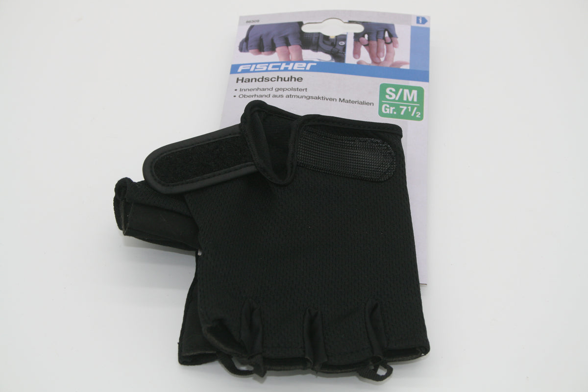 FISCHER Fahrradhandschuhe Kurzfinger S/M Gr. 7,5 gepolstert Schwarz NEU  Kopieren
