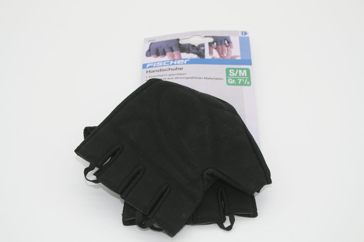 FISCHER Fahrradhandschuhe Kurzfinger S/M Gr. 7,5 gepolstert Schwarz NEU  Kopieren