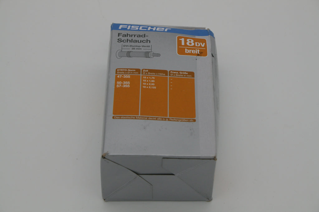 FISCHER Fahrradschlauch 18 Zoll 47-57/355 Dunlopventil DV 35mm 85138 NEU
