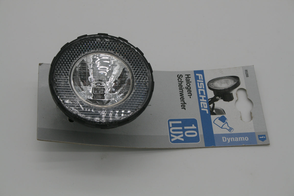 FISCHER Halogen Fahrrad Scheinwerfer 10 Lux Dynamo Frontlicht 85288 Neu