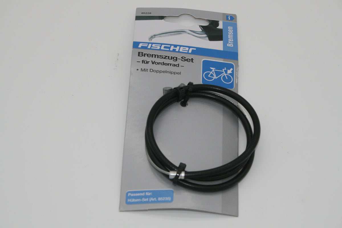 FISCHER Bremszug Set Vorderrad Fahrrad Bremsseil 700mm Doppel­nippel 85228 NEU