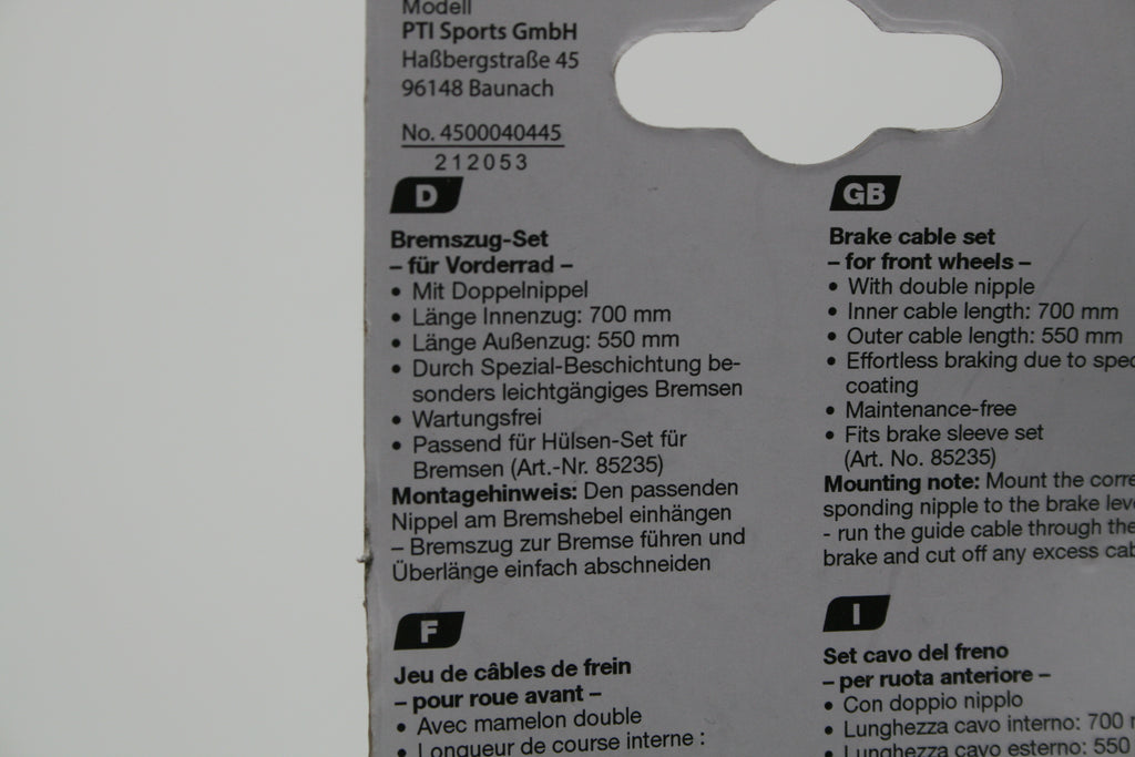 FISCHER Bremszug Set Vorderrad Fahrrad Bremsseil 700mm Doppel­nippel 85228 NEU