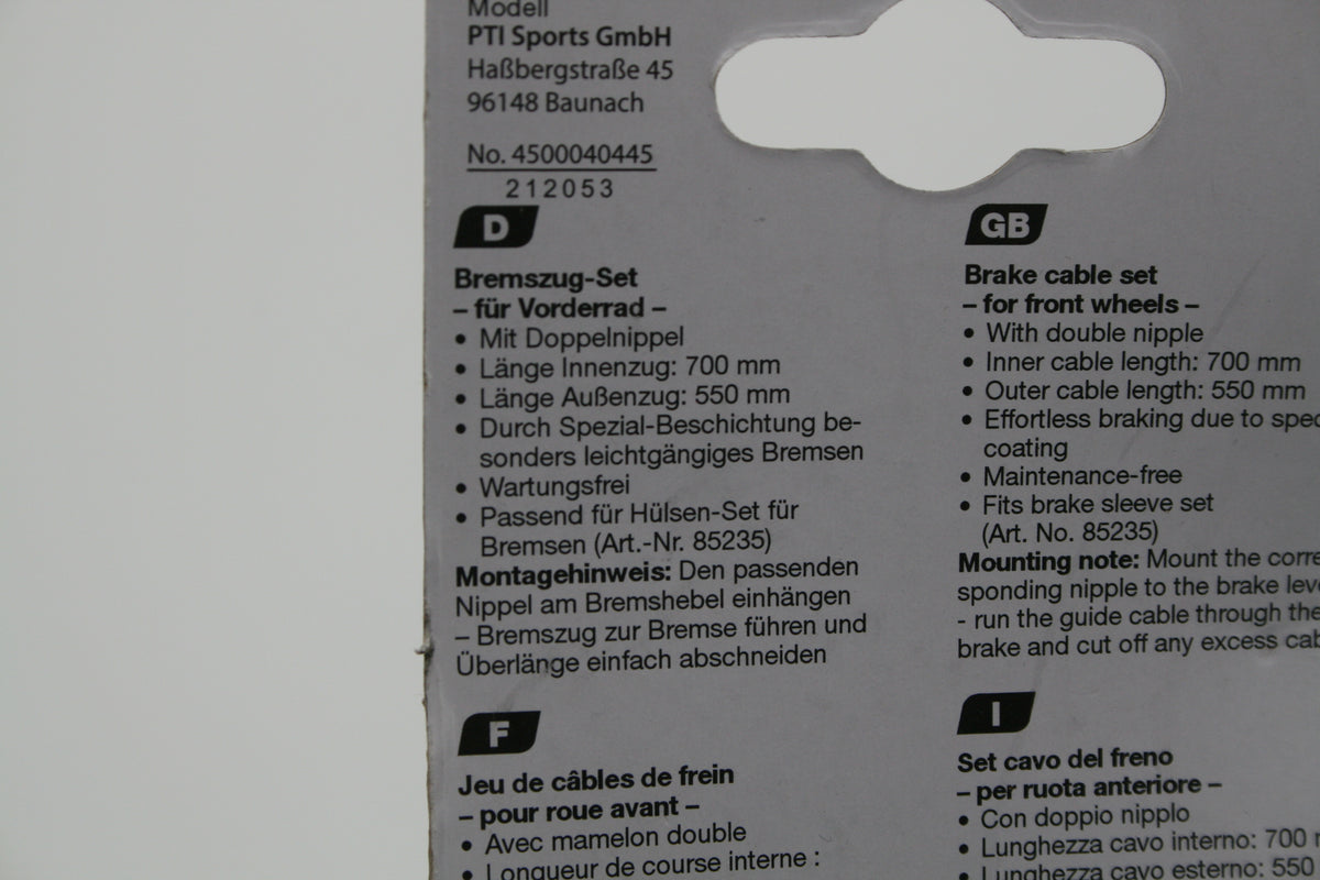 FISCHER Bremszug Set Vorderrad Fahrrad Bremsseil 700mm Doppel­nippel 85228 NEU