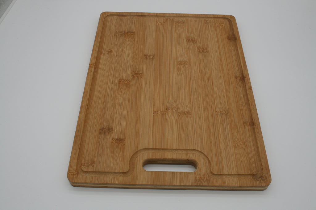 Bambus Schneidebrett 43x31,5 cm mit 3 Auffangmulden Saftrille Neuware