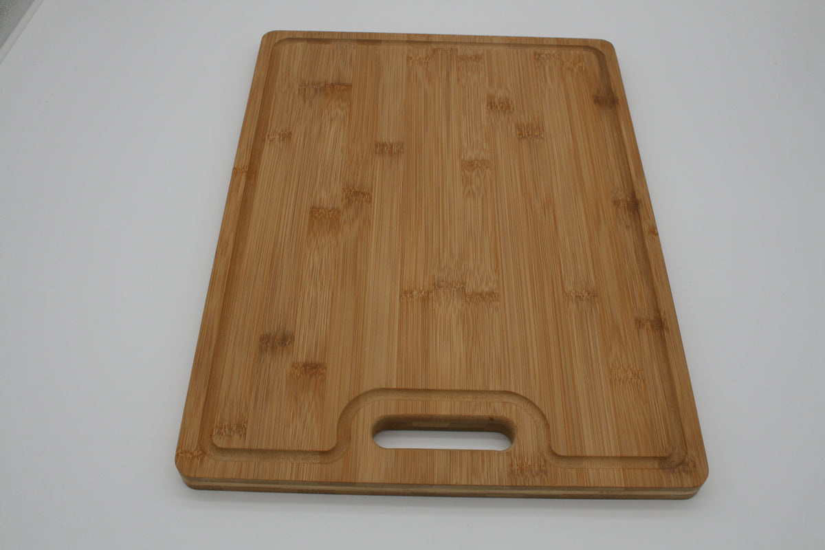 Bambus Schneidebrett 43x31,5 cm mit 3 Auffangmulden Saftrille Neuware